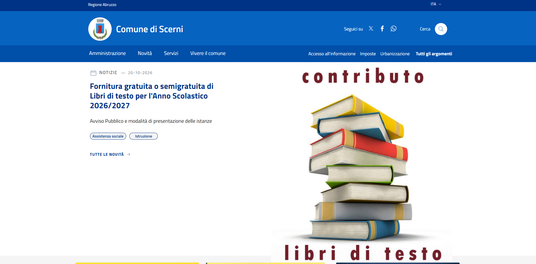 Sito del Comune di Scerni con l’assistente virtuale Alba